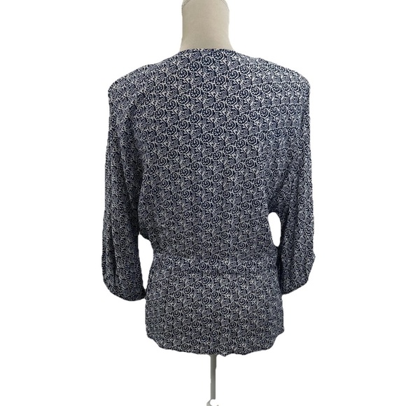 Talbots Elegant Black and White Wrap Top - Picture 3 of 8